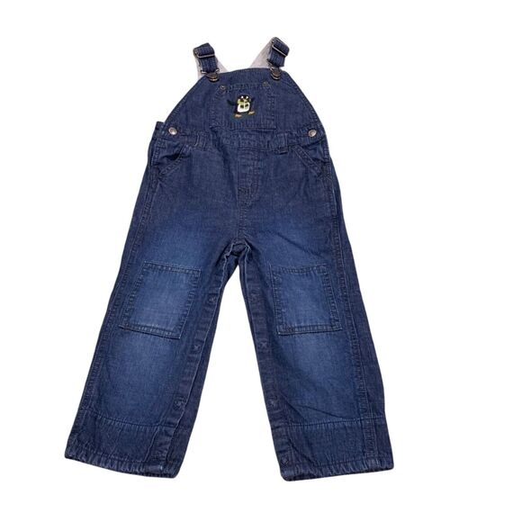 Gymboree Toddlers Embroidered Penguin Blue Jeans Denim Blue Overalls Bib 2T - Picture 1 of 8